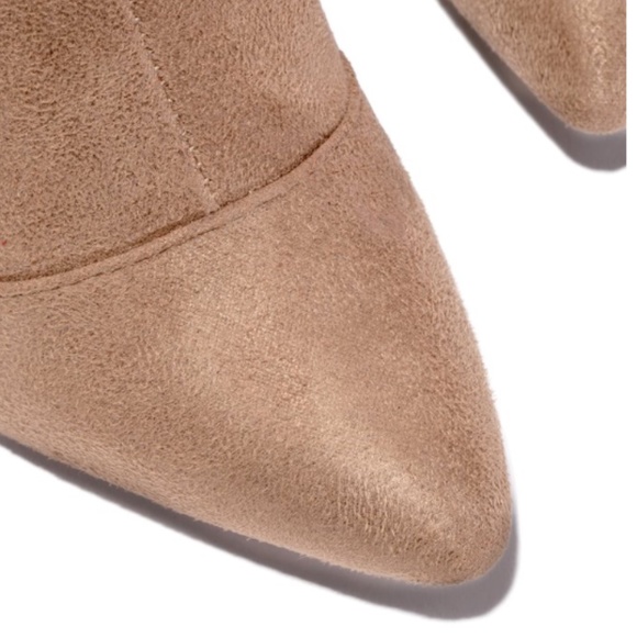 Stretchy Over the Knee Lace Up Boots in Taupe - Picture 4 of 14